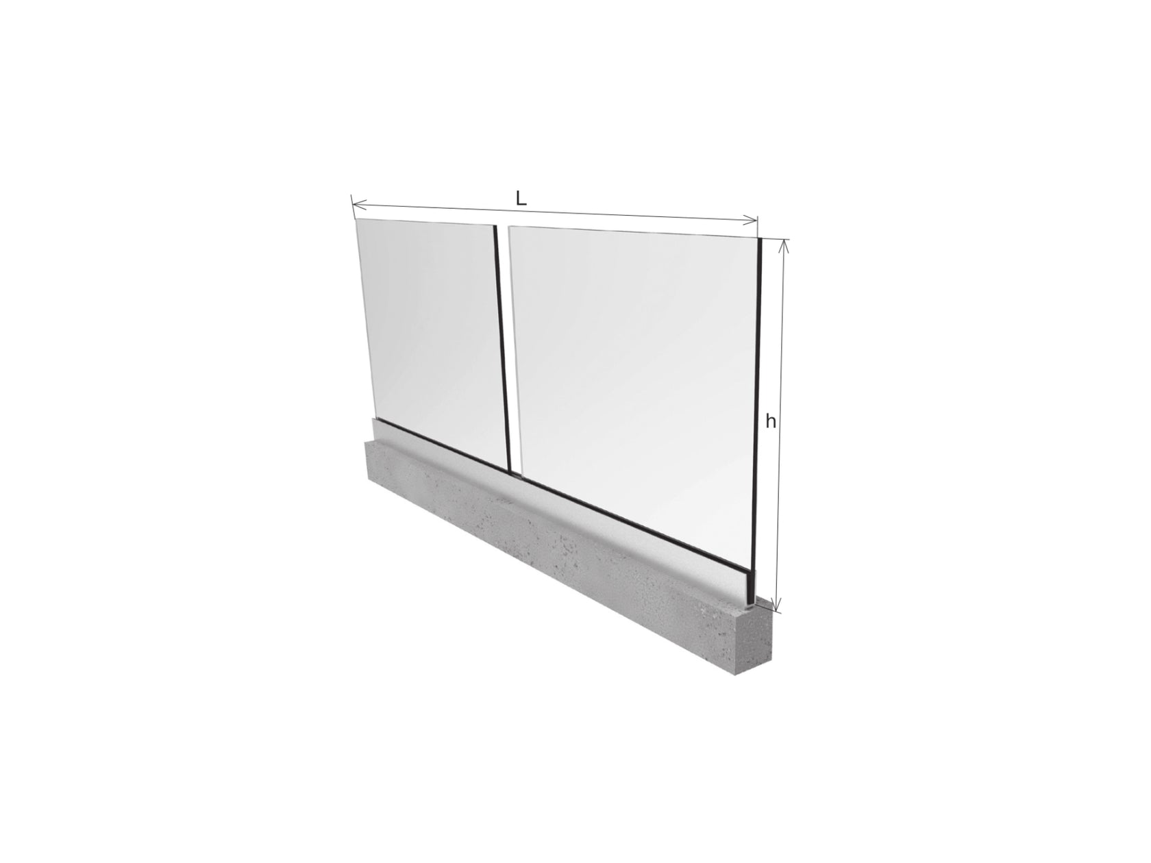 Alluminiumprofil für Glasgeländer 2500x1000mm