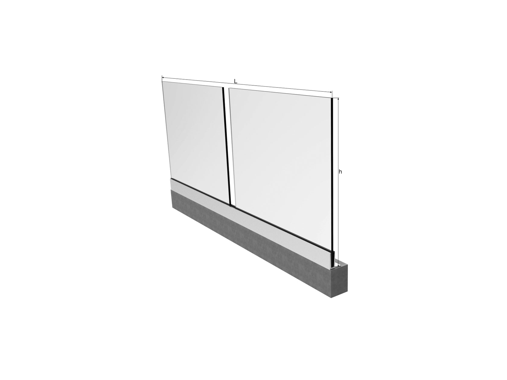 Alluminiumprofil für Glasgeländer 2500x1000mm