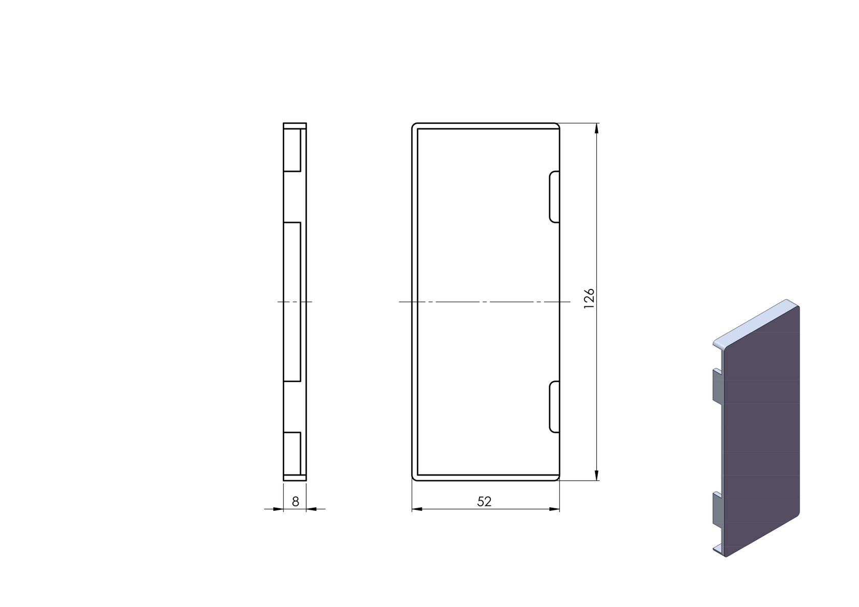 Endkappe für Aluprofil AL/0005-D-S-E