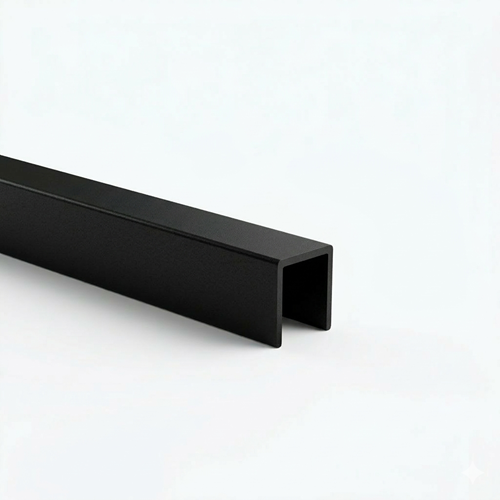 Verglasungsprofil U AL 17x20x1,5mm für Glass t8mm schwarz ELOX