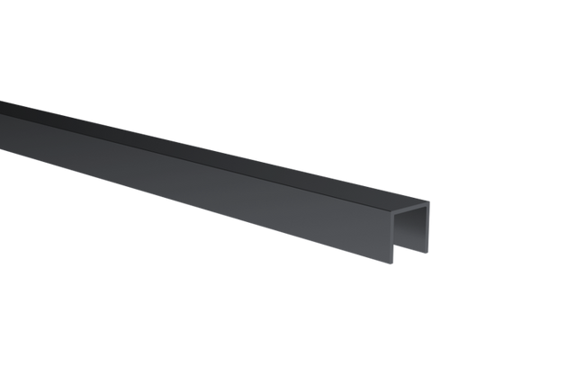 Verglasungsprofil U AL 15x15x2mm für Glass t6-8mm schwarz ELOX