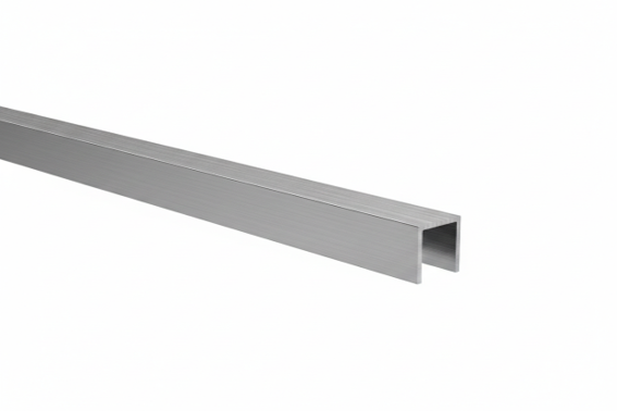 Verglasungsprofil U AL 15x15x2mm für Glass t6-8mm INOX effekt