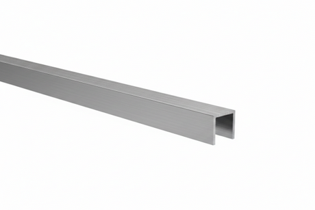 Verglasungsprofil U AL 15x15x2mm für Glass t6-8mm INOX effekt