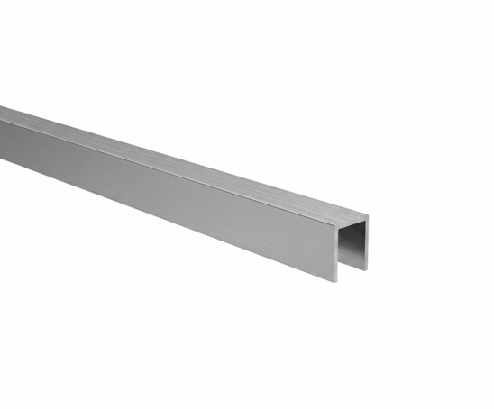 Verglasungsprofil U AL 20x30x2mm für Glass t10-12mm INOX effekt