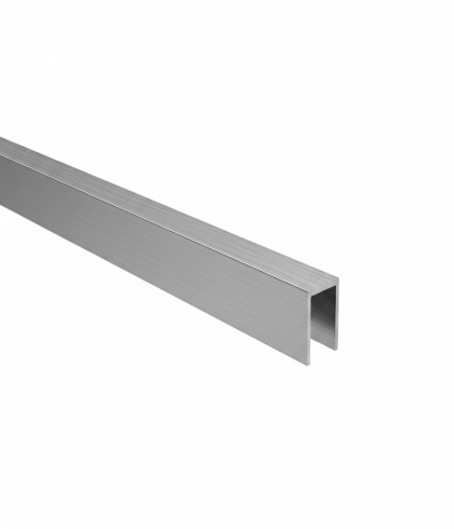 Verglasungsprofil U AL 20x40x2mm für Glass t10-12mm INOX effekt