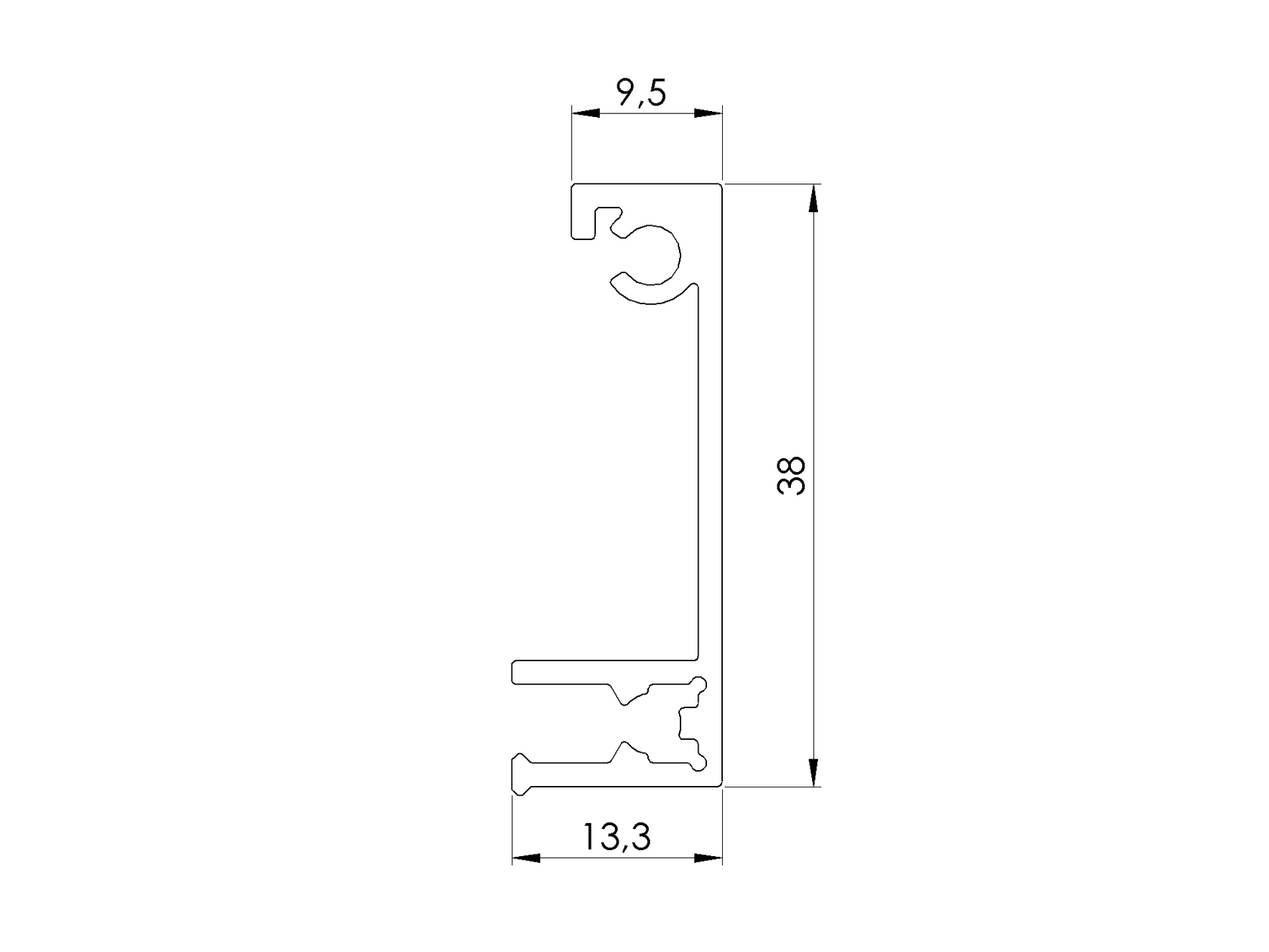 Aluminium-Zaunadapter für Füllungen - 6000mm Abdeckleiste