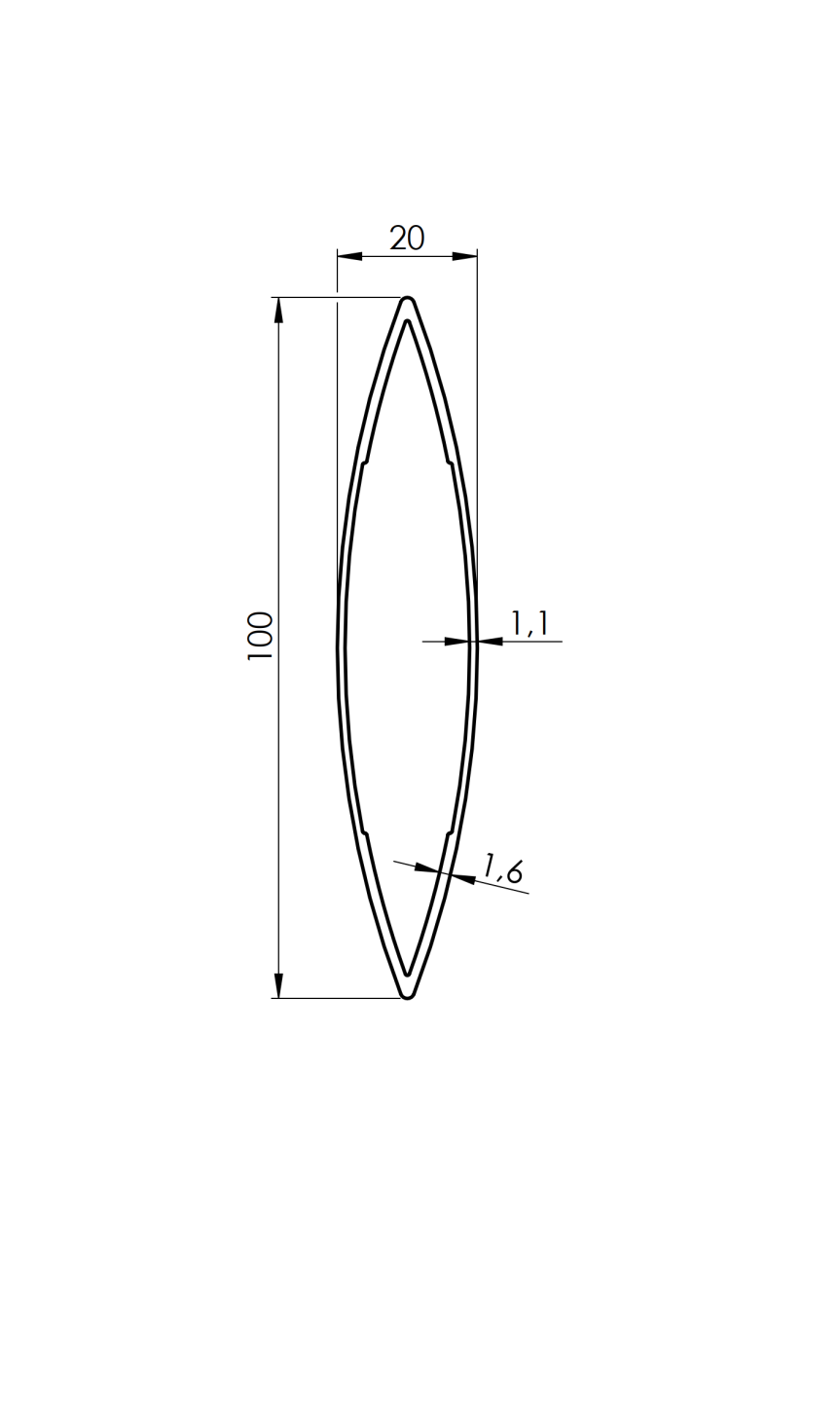 Aluminium-Jalousie oval 20x100-2000mm