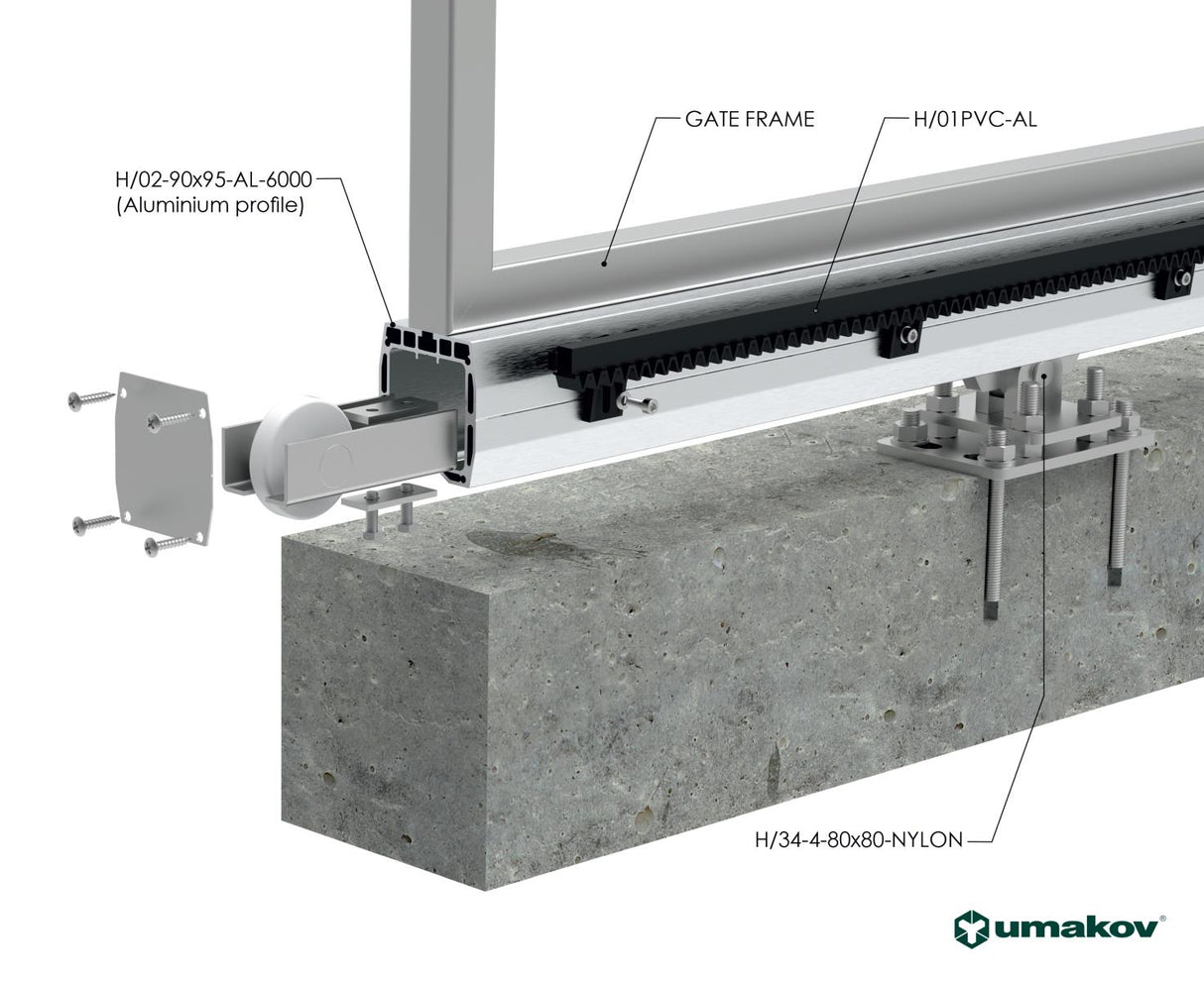 Untere Führung - ECO-Profil AL 90x95mm