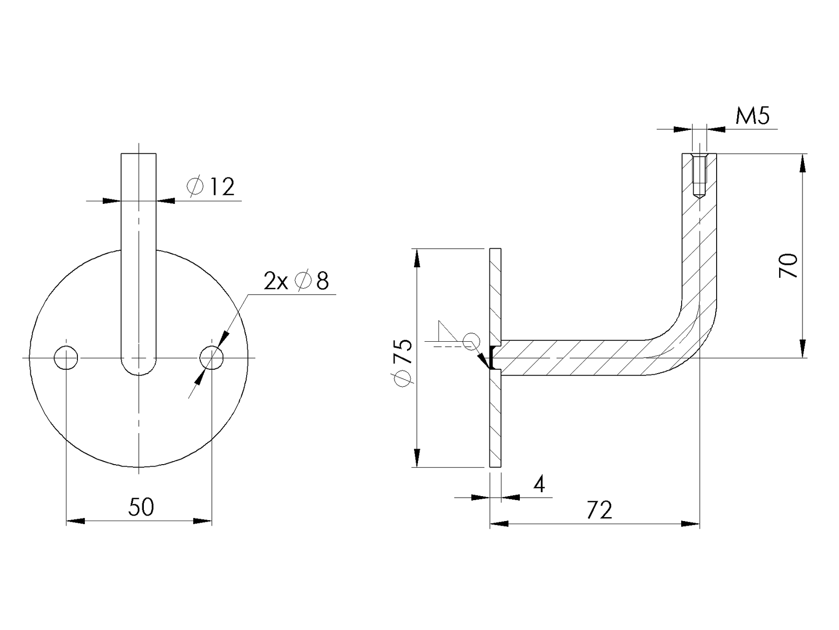 Handlaufhalter an die Wand
