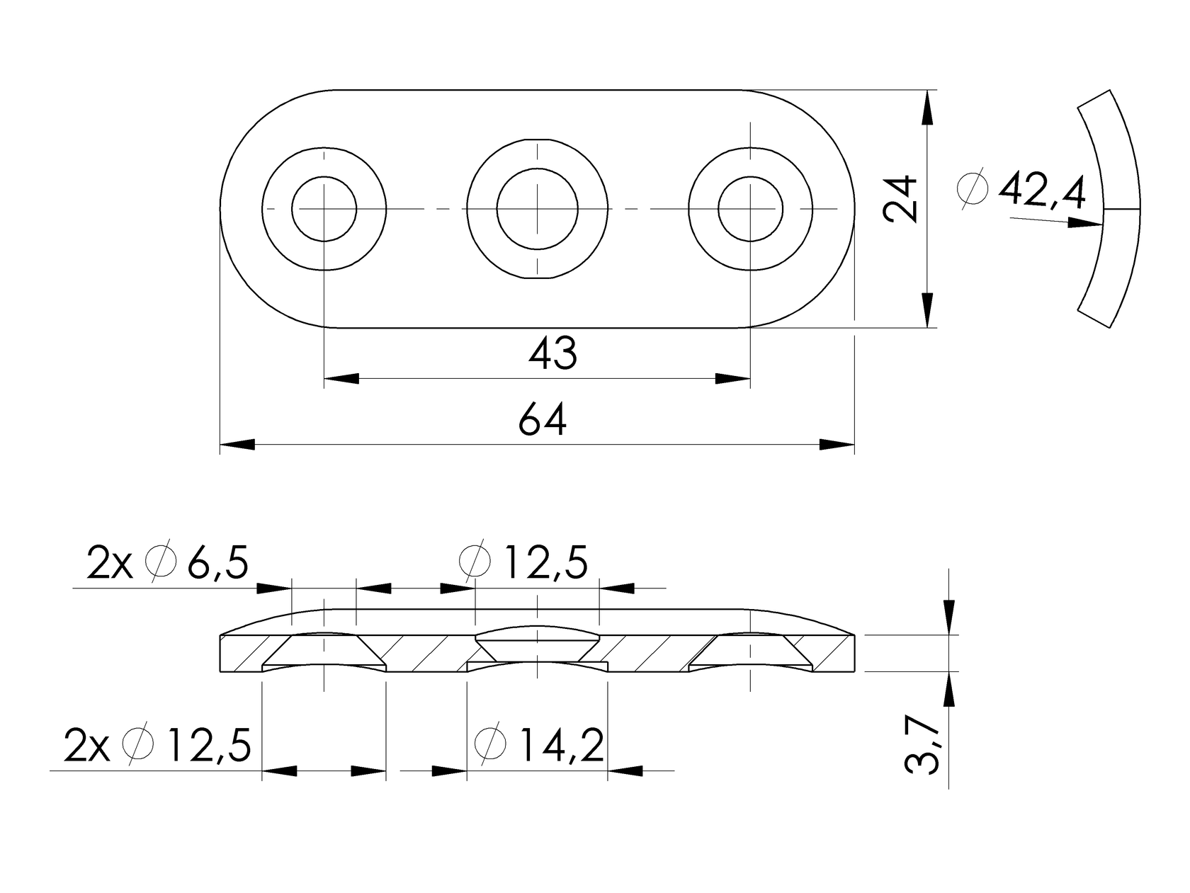 Anschraubeplatte für Handlaufhalter