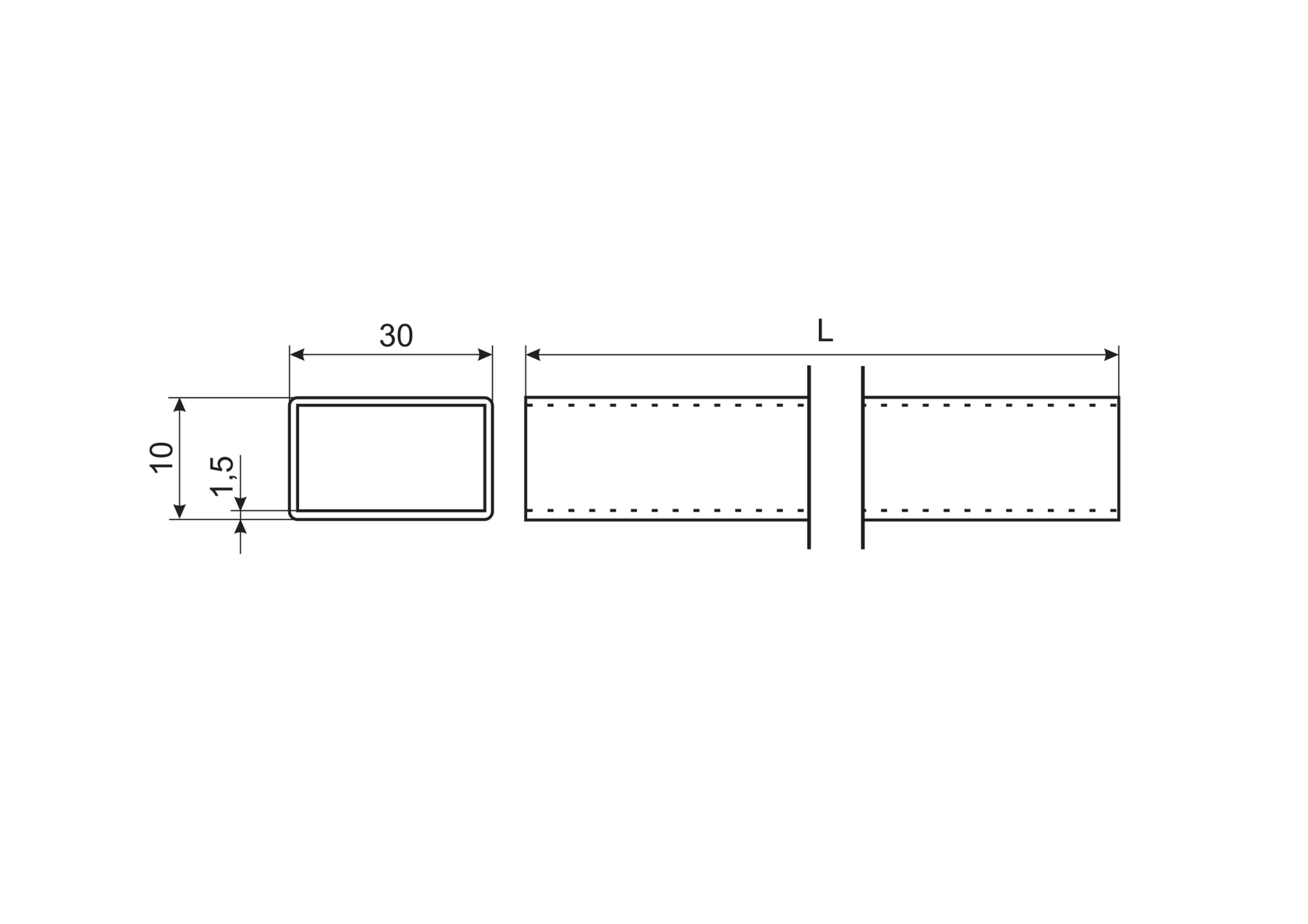 Rám stabilizačnej tyče, kolajnica 30x10mm