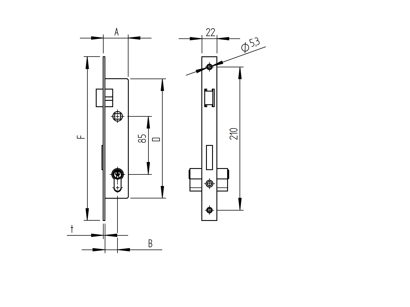 Zámok s cylin.vložkou do JPprofilu 50x30mm,AISI304