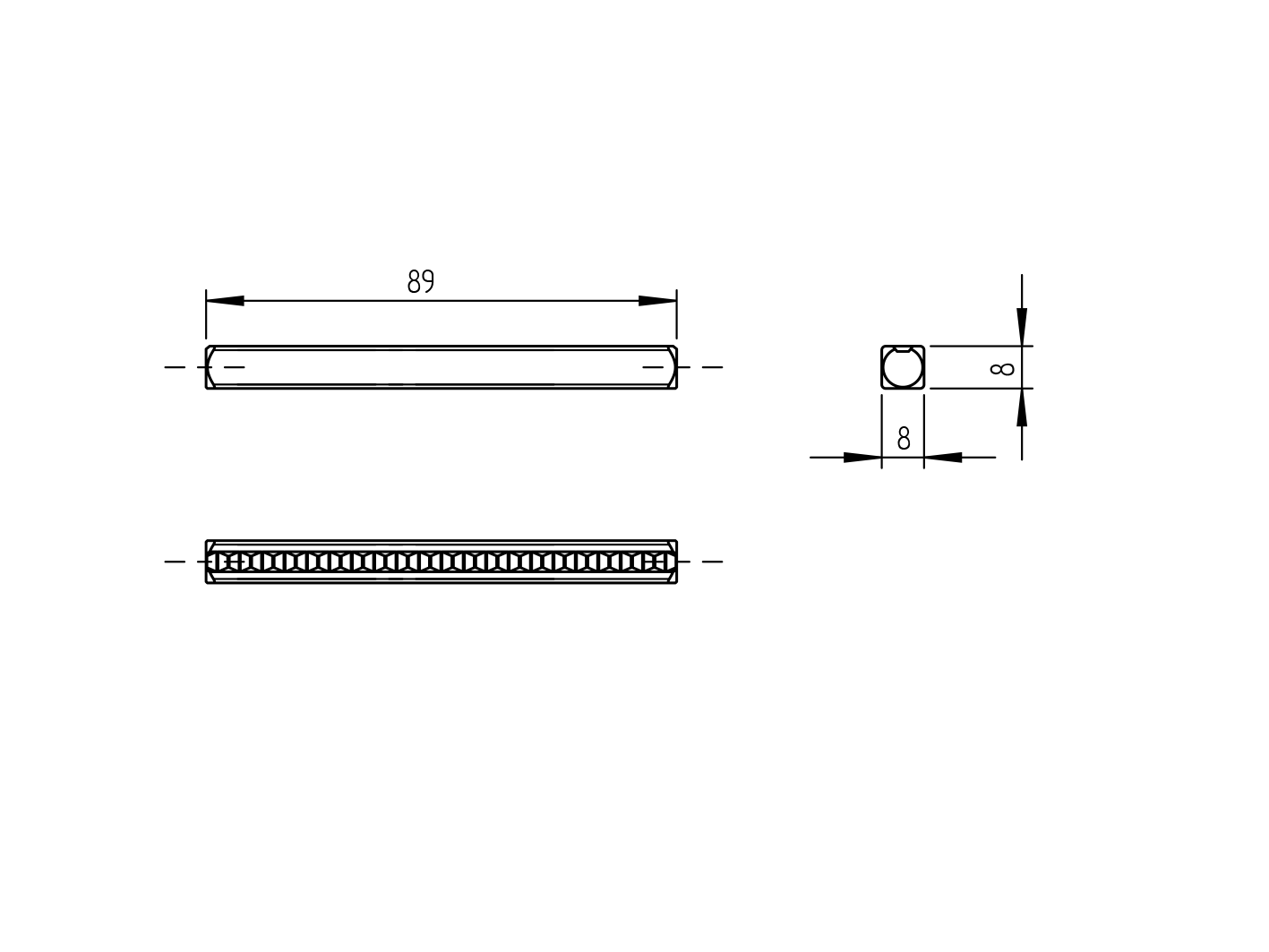 Vierkannt für Türdrücker 8x8x90mm