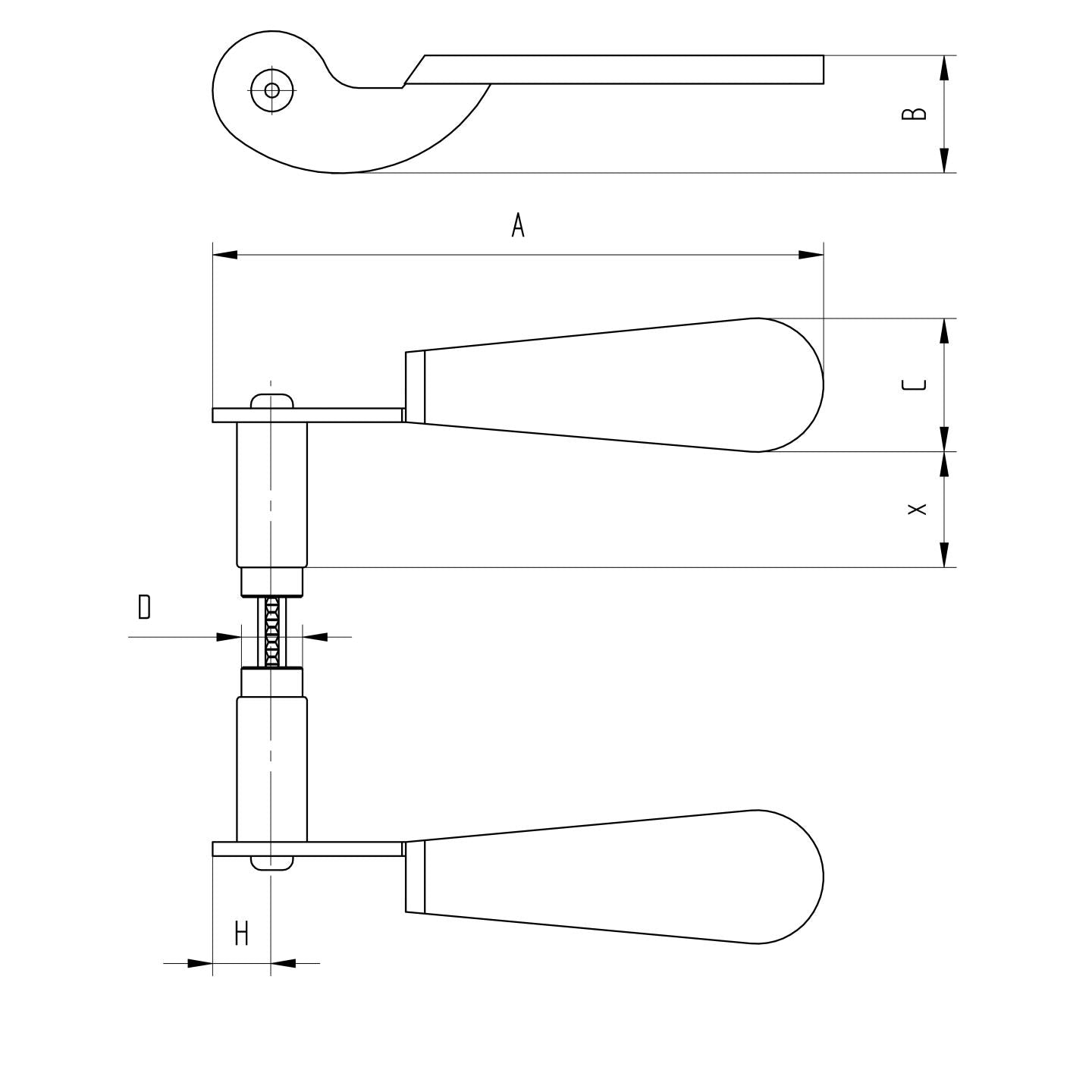Ziertürdrücker L145, d17mm, Zn