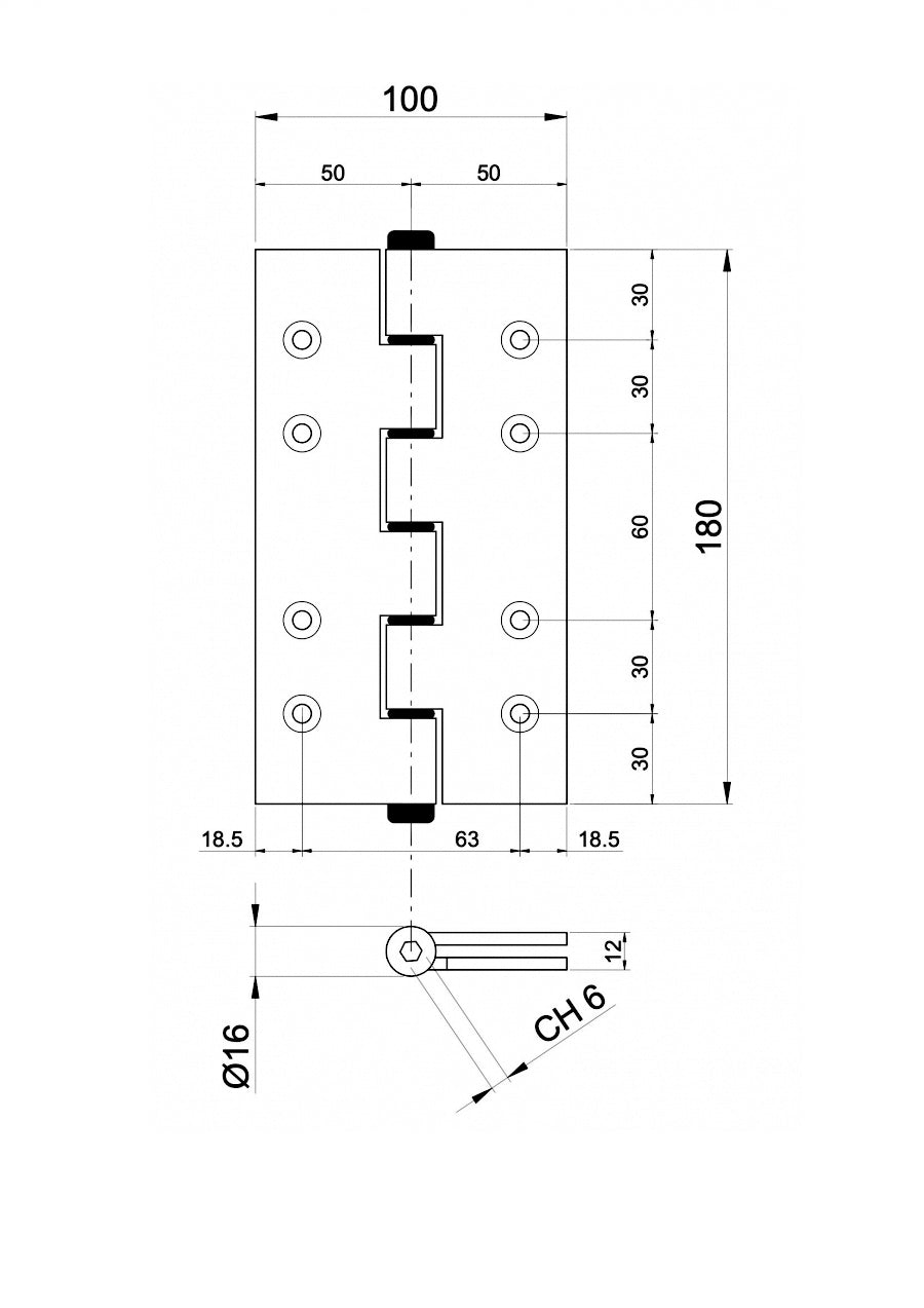 Záves pružinový jednostranný, Aluminium, L=180mm