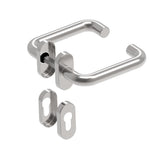 Door handle with plate, pair AISI 304, K320
