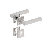 Door handle with plate, pair AISI 304, K320