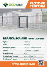Gate 1pc. SQUARE ZnPVC 1000x1200mm anthracite