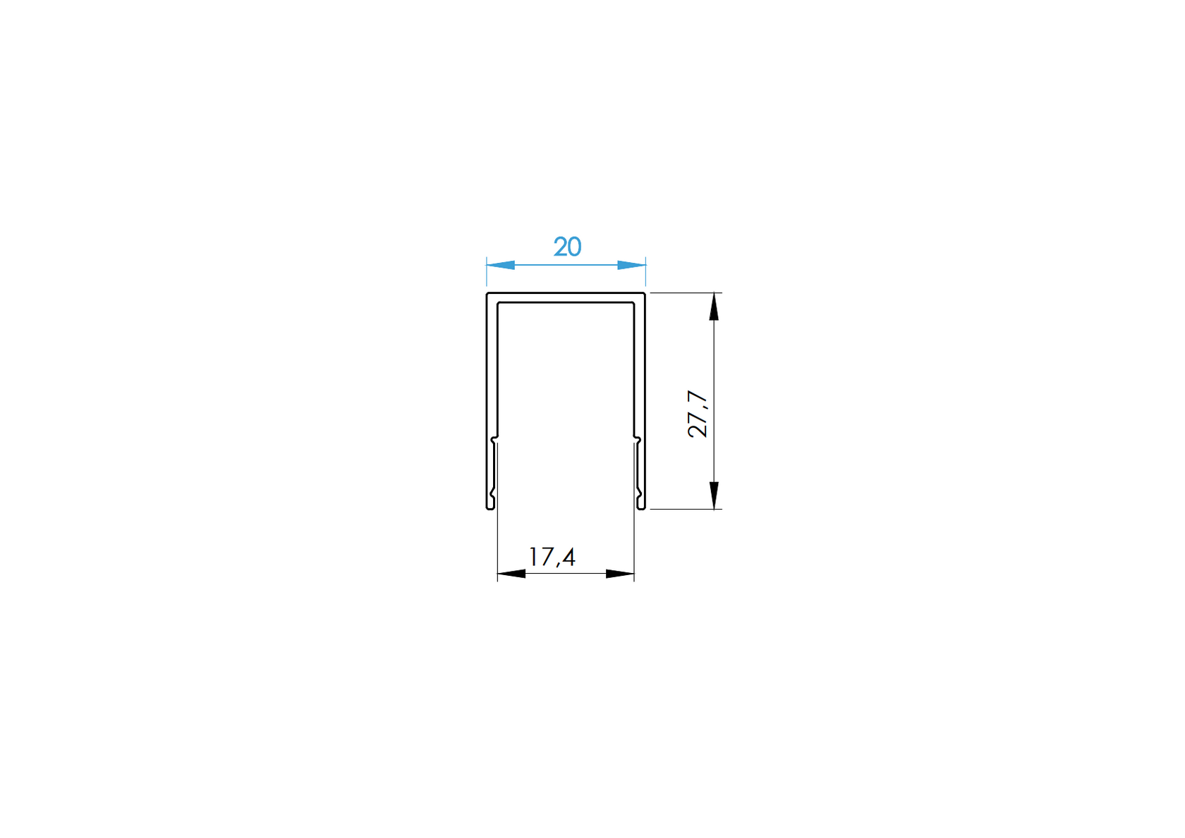 Aluminium-Trennleiste Füllung FG/F20 - 50mm R7016
