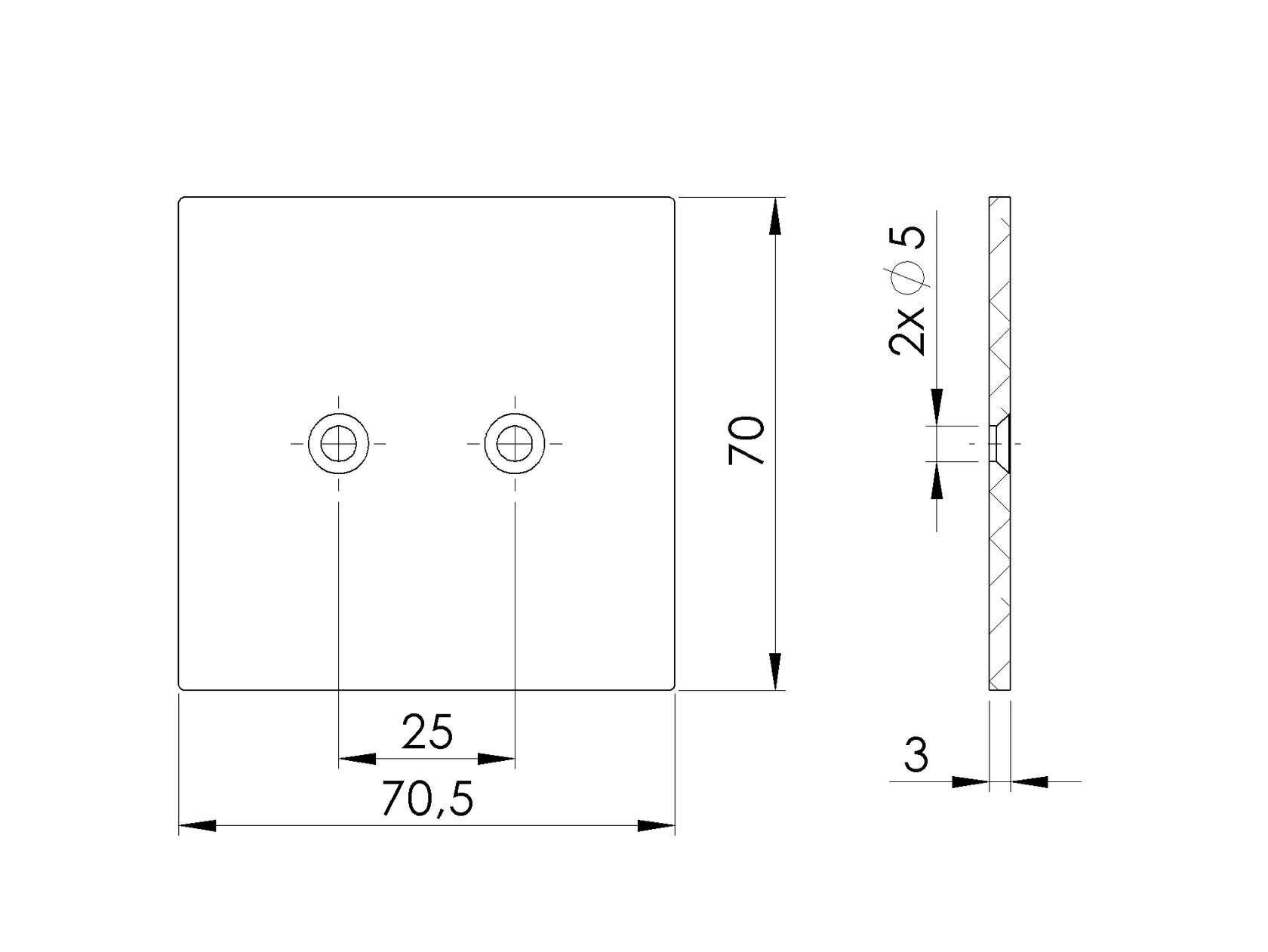Aluminiumkappe für Pfosten 70x70 R7016