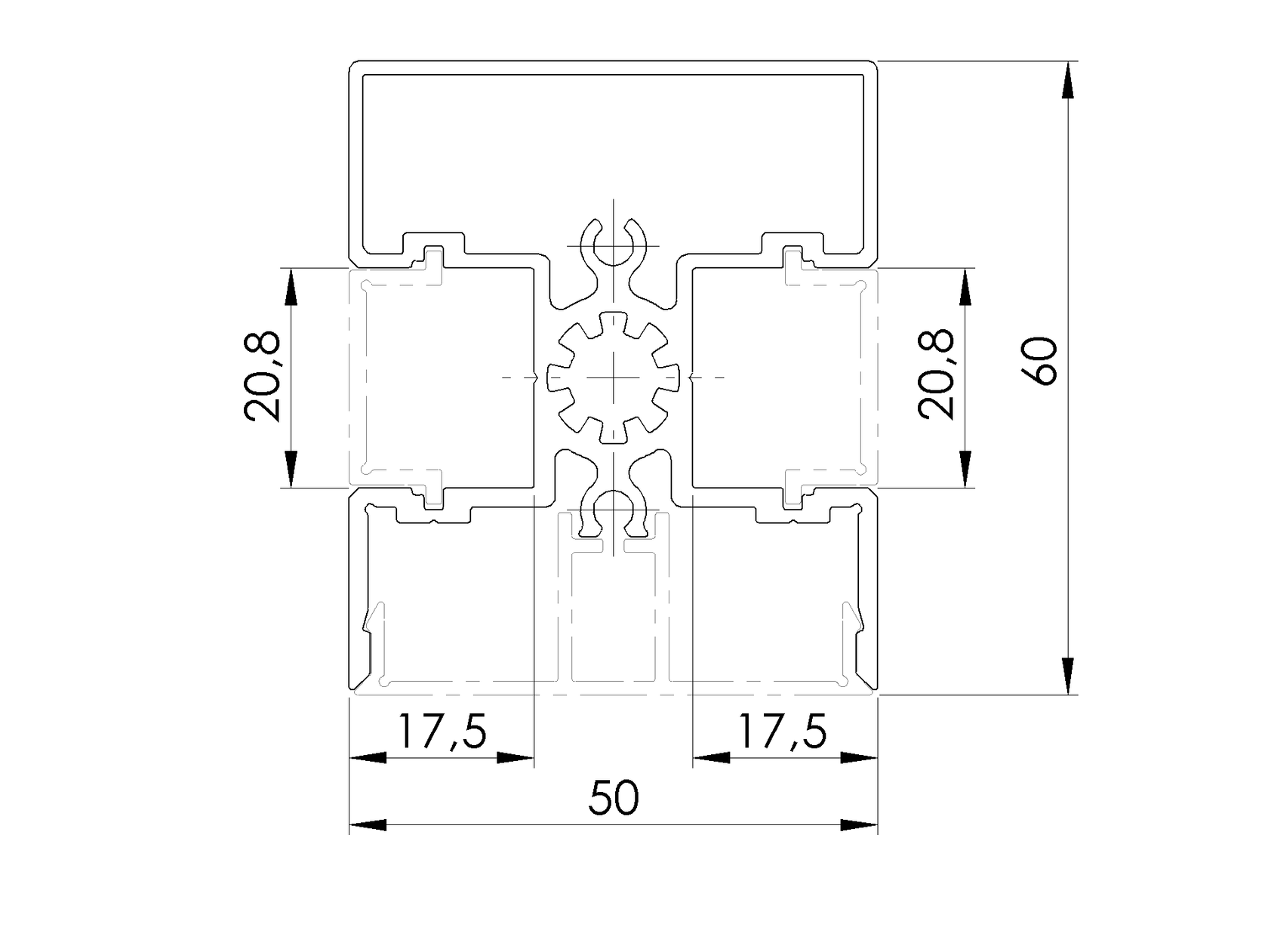 Hliníkový plotový stĺpik 50 × 60 mm – 6 m – Antracit RAL 7016 - pre 20 mm široké výplne