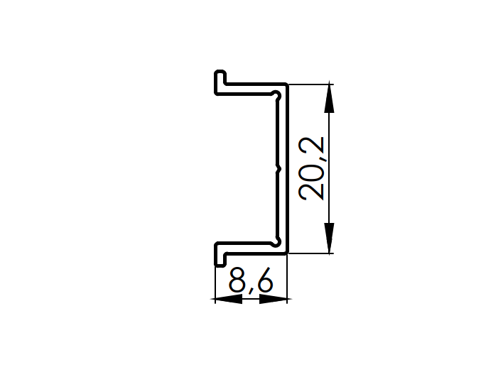 Schmale Abdeckleiste für Pfostenprofile 30mm R7016