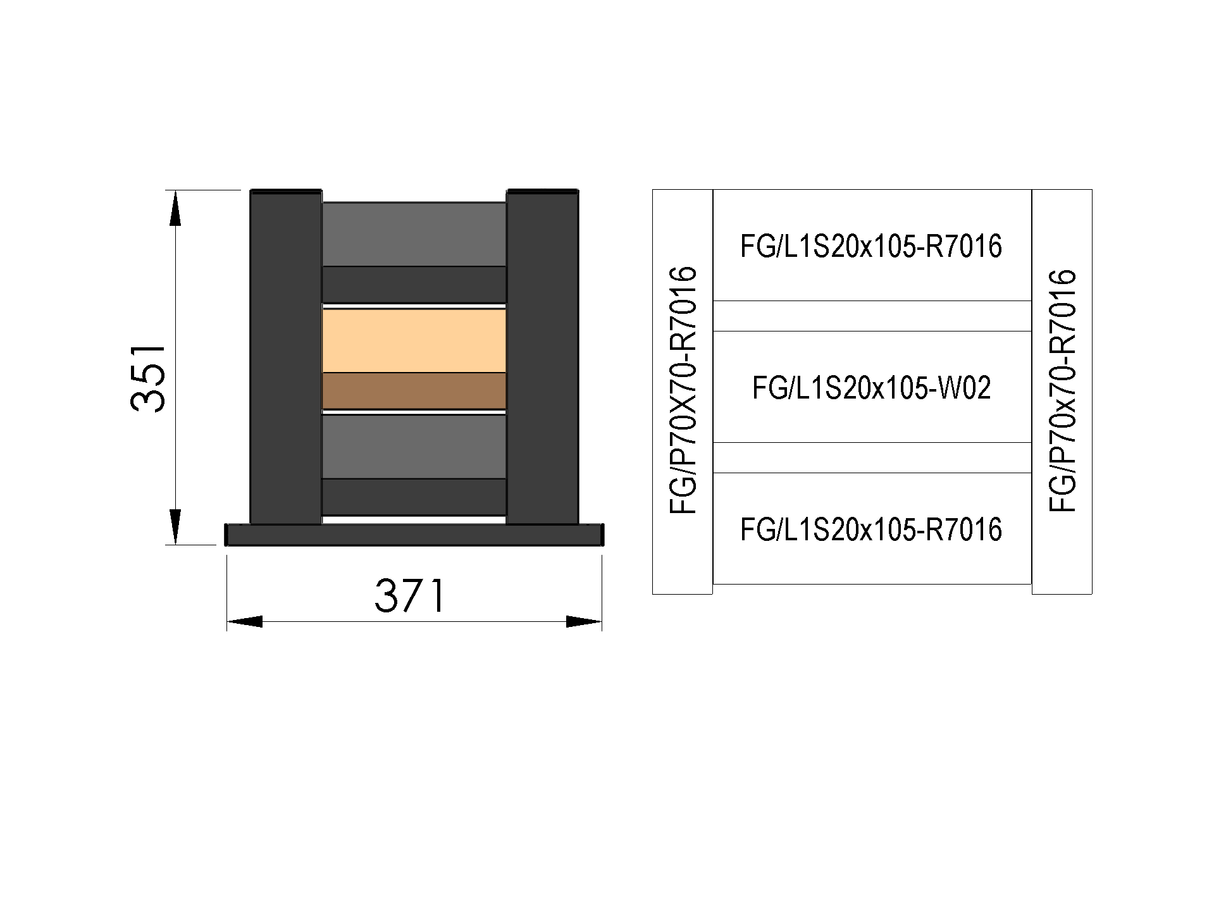 Zaunmuster 0,3x0,4m freistehend für Jalousielamellen FG/L1S20x105