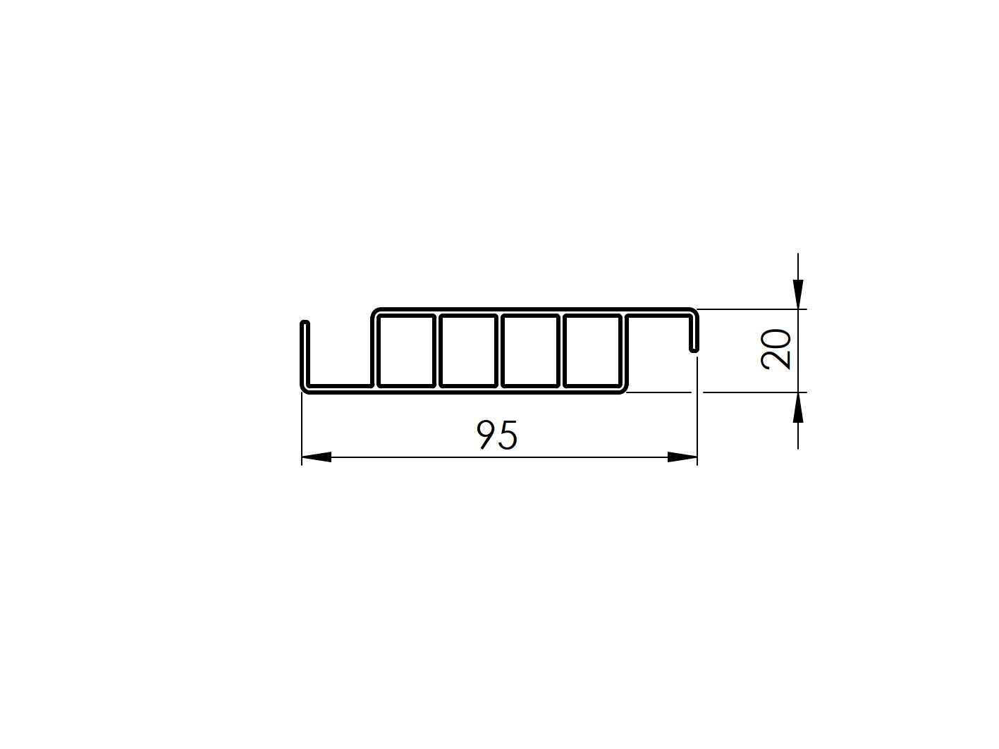 Aluminium-Zaunfüllung 20x95-2400mm