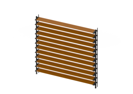 Set Schwarz verzinktes Stahl Horizontal Kippsystem 1,07 m mit 1,5 m Holzdekor GOLDENE EICHE Rhombusfüllung 20x105