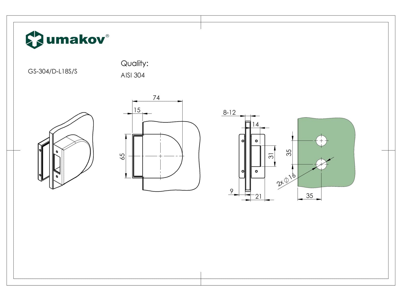 Oblý protikus k zámku GS-304/D-206/S