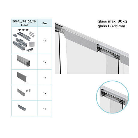 Glastür - Schiebetür System - Oberführung AL