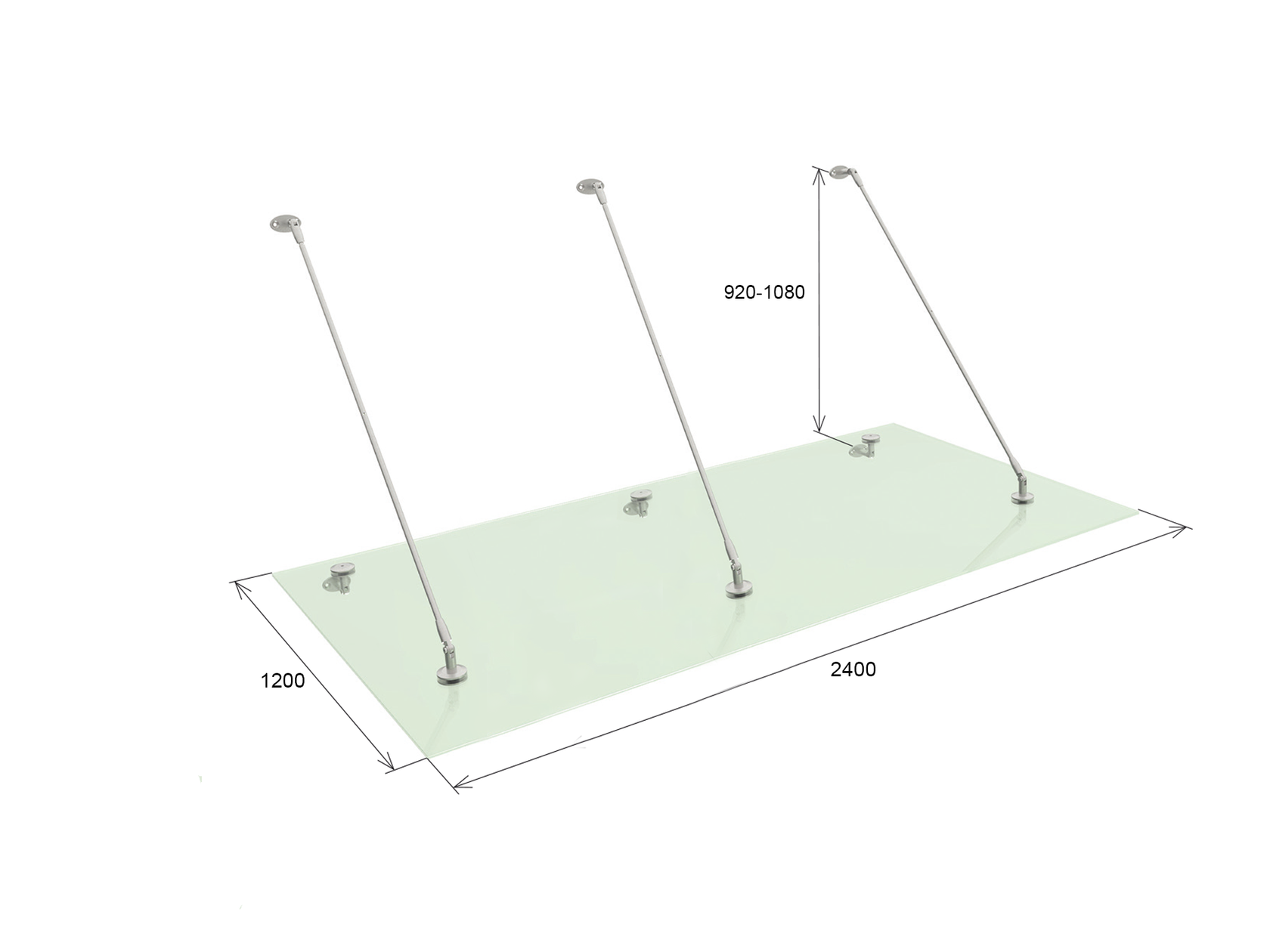 Vordachsystem, AISI 316, Satz mit Glass AISI316, M