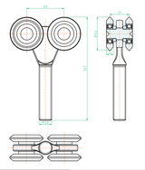 Vierädriger Rollenapparat Zn, profile 57x67mm