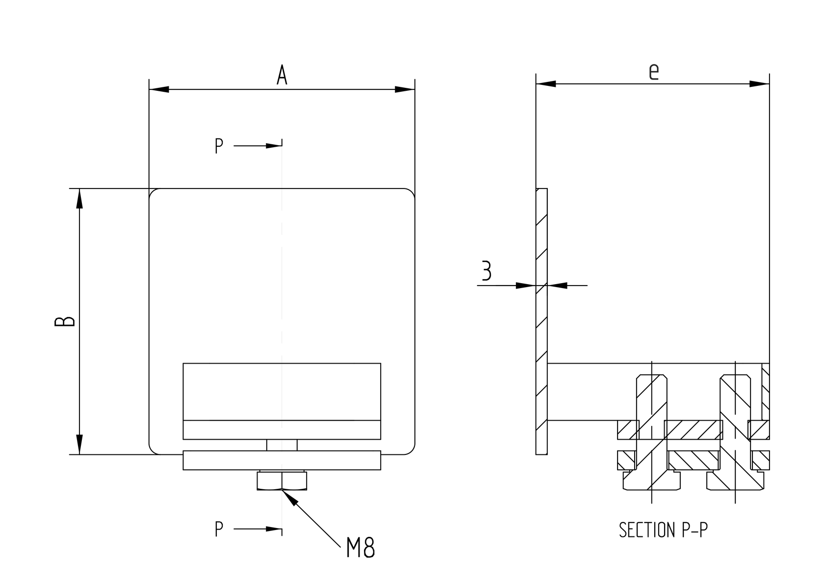 Endkappe für Laufschiene ohne Rad profile 80x80mm
