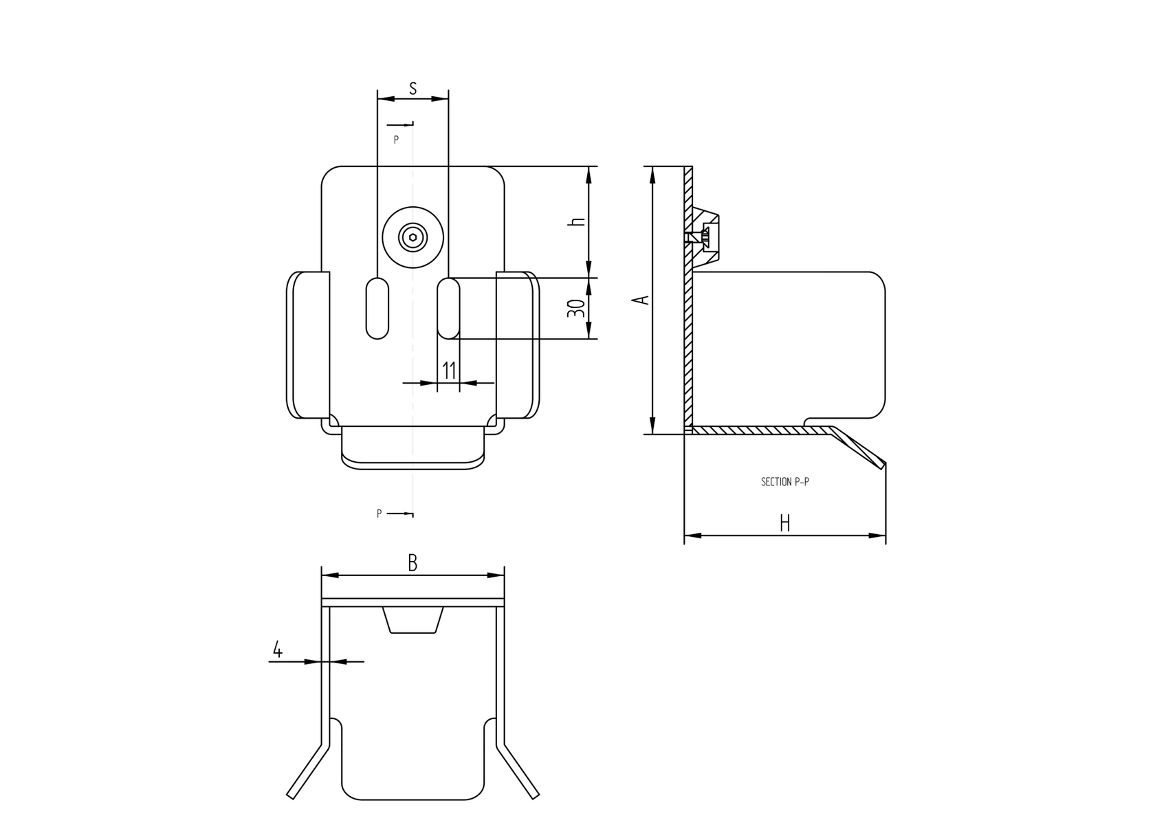 Unterauflageschuh Zn, profile 80x80mm