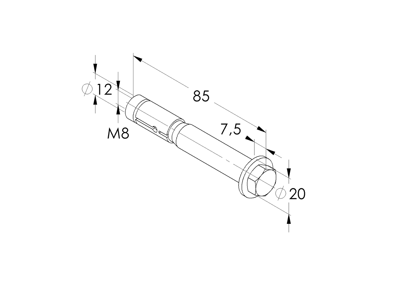 Hochleistungsanker mit sechskantschraube M8