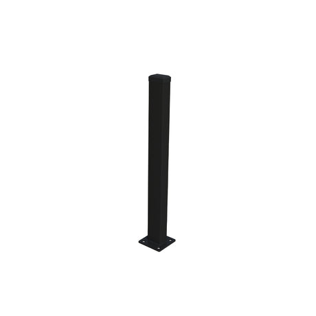 Verzinkter Pfosten 60x40 mm mit Fußplatte und PVC-Kappe, 1800mm - Schwarz RAL 9005