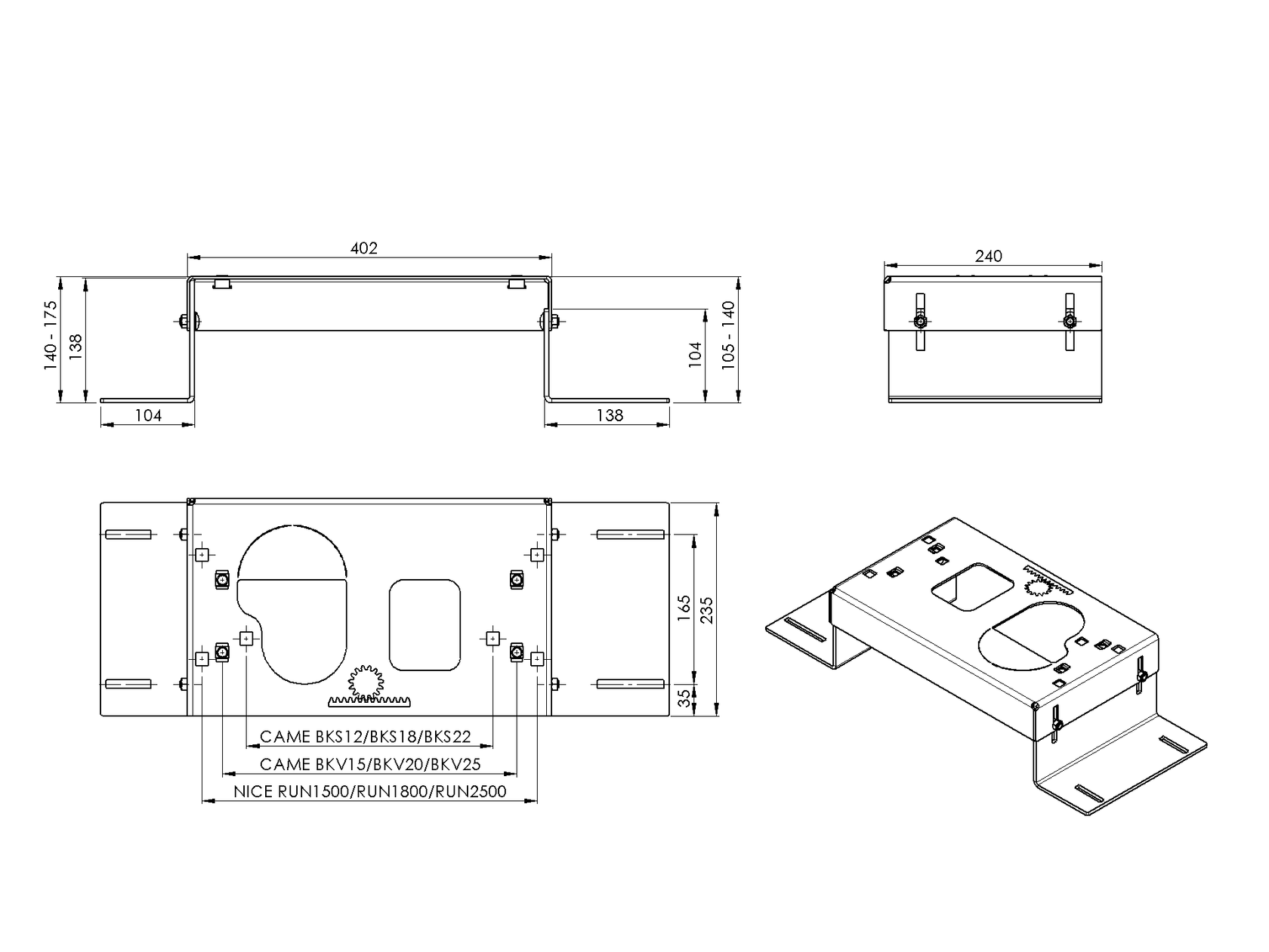 Universeller Sockel für Schiebetorantriebe