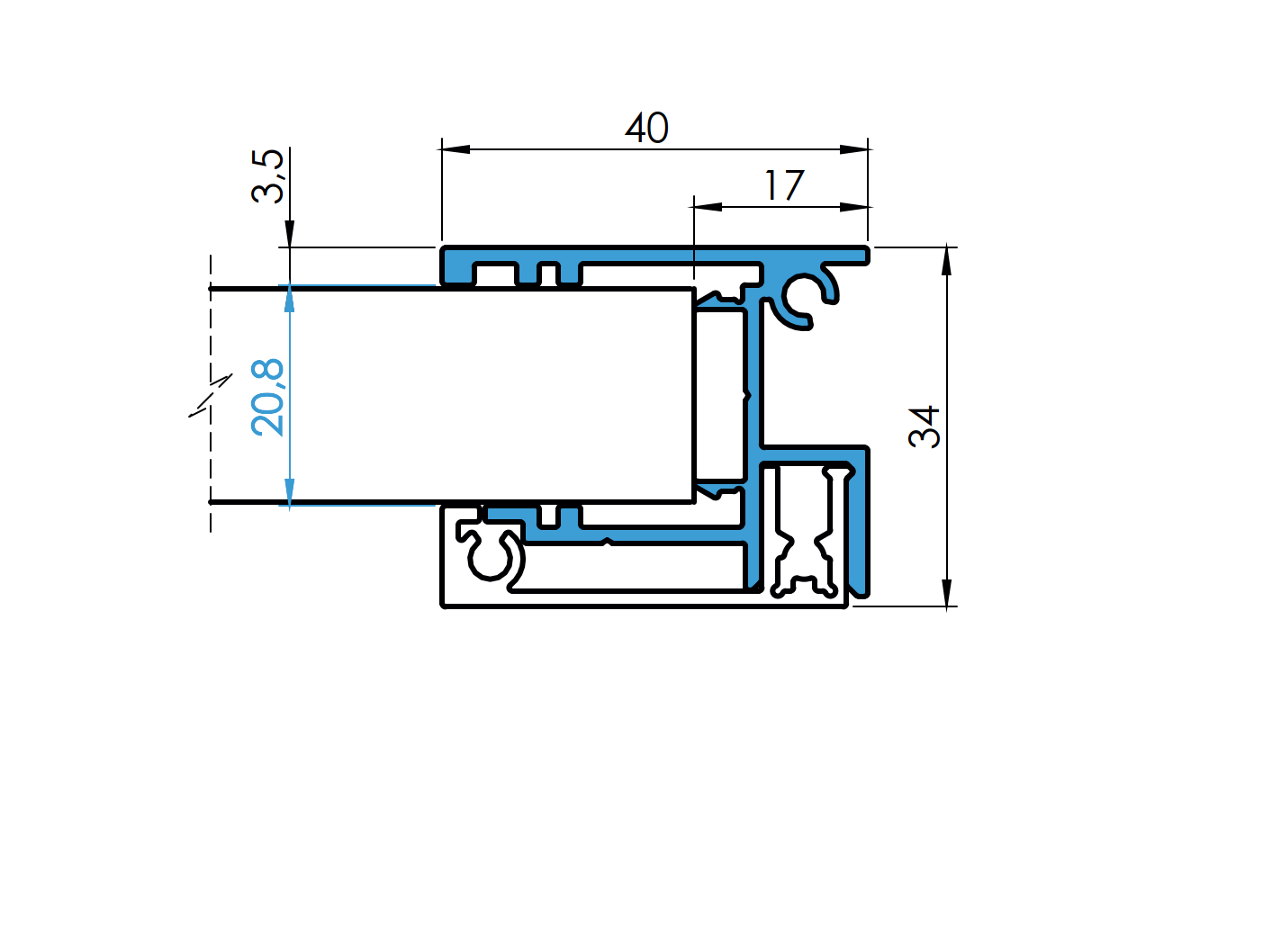 Aluminium-Zaunadapter für Füllungen 20 - 1500mm