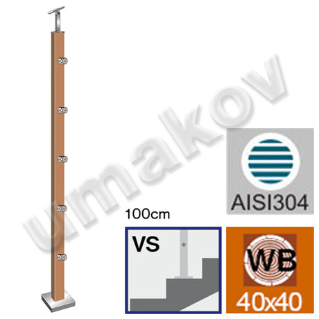Pfosten, Buche, JP 40x40, H1000, VK-Treppe