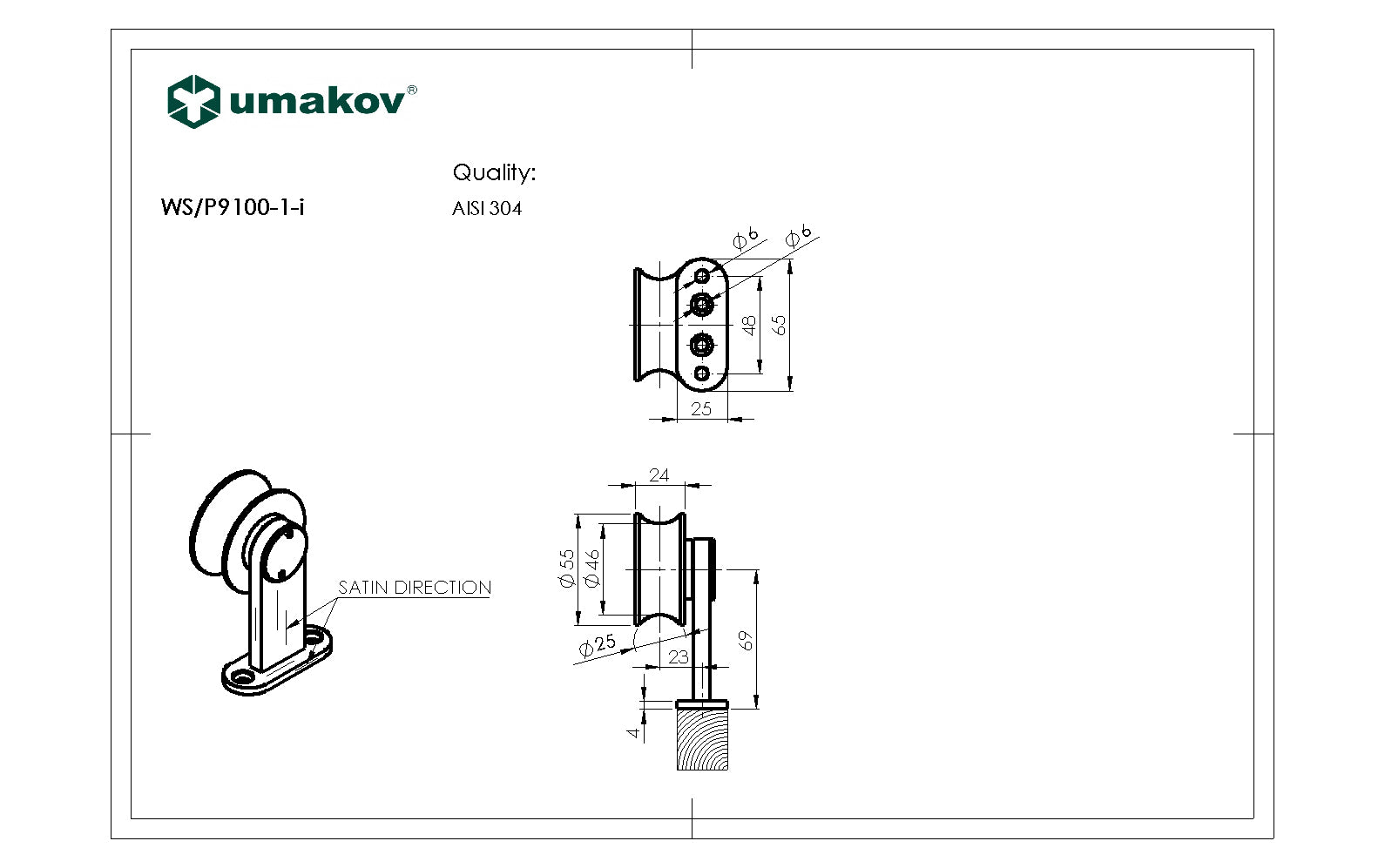 Laufwagen an Laufschiene - für Holzschiebetür AISI