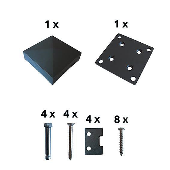 Pfostenfuß Al mit Zubehör. anthrazit 130x130mm