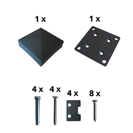Pfostenkappe Al mit Zubehör. Anthrazit AL 130x130mm