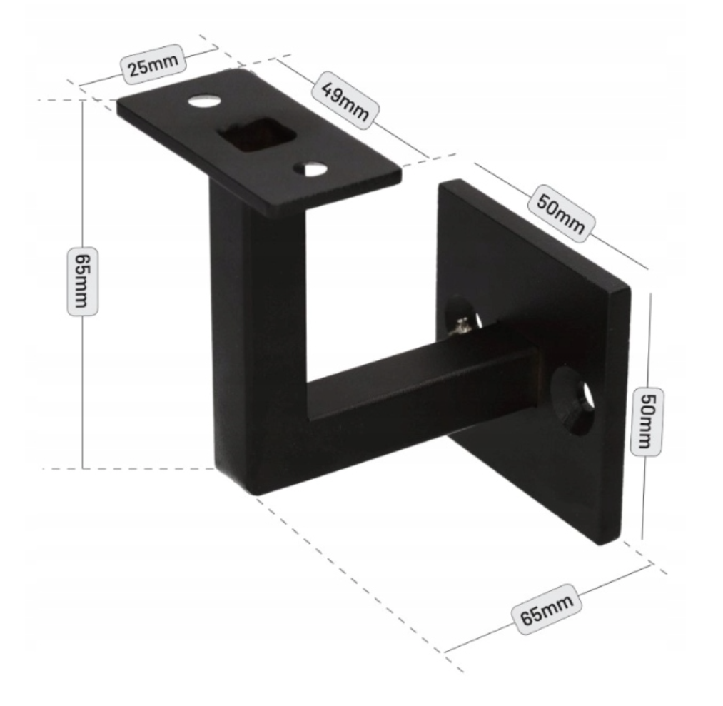 Handlaufhalter an die Wand, Schwarz, Fe