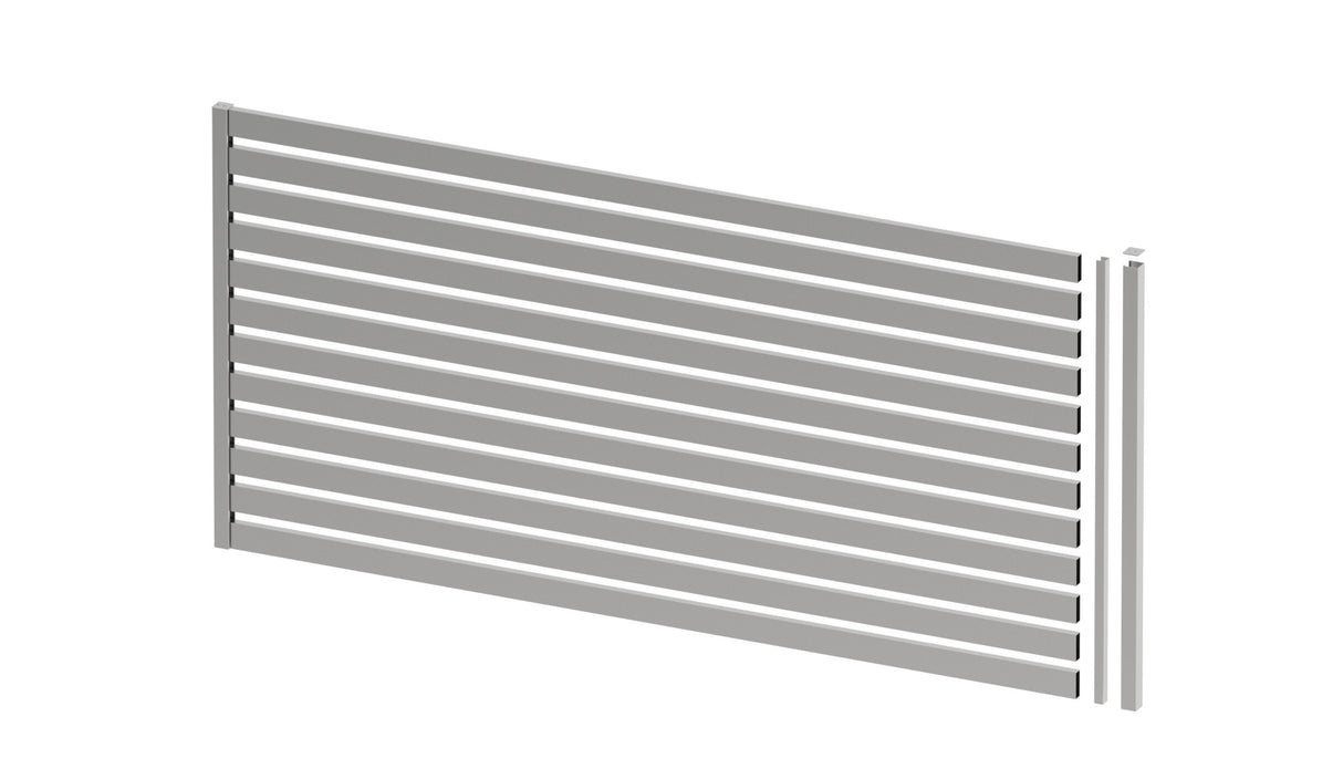 Verzinkter Stahlzaun 1x2m mit verzinkter Stahl-Rechteckfüllung 20x60, Natural