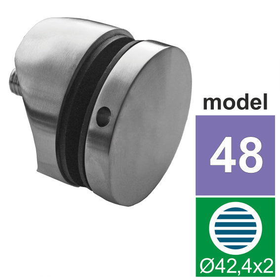 Glashalter Modell 48 AISI304, D42,4x2/D70/H10/T8-1