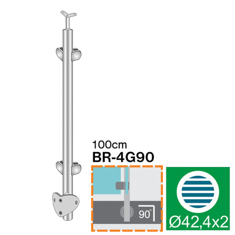 Eckinnenpfosten, Seitenverankerung - grade AISI304