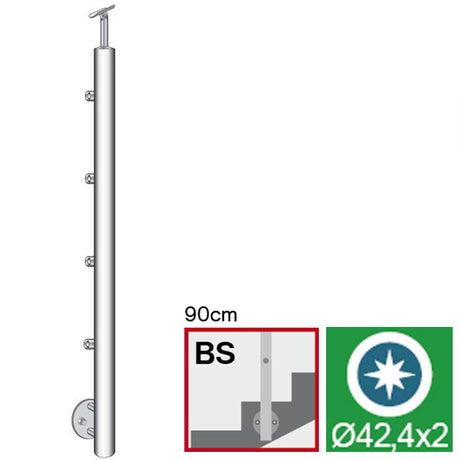 Pfosten, Seitenverankerung - auf Treppe AISI304, D