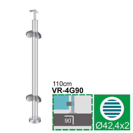 Eckpfosten, Oberverankerung - grade AISI304, D42,4