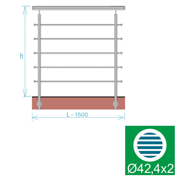 Edelstahlgeländer, AISI304, 1500x1000mm, BR